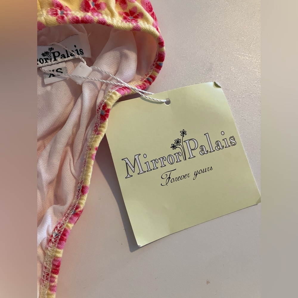 Mirror Palais NWT Mom High Cut Bikini Bottoms XS Yellow Ditsy Floral Pristine - Picture 4 of 6